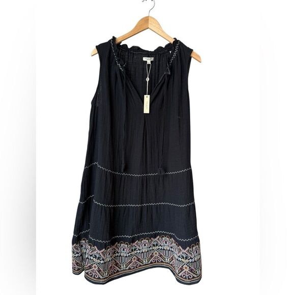 Max Studio London Black With Multicolored Embroidery Shift Dress Size 1X - Picture 1 of 7